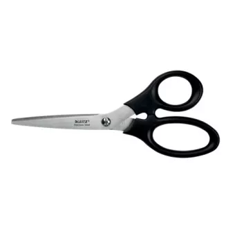 Leitz Tesoura de aço inoxidável 185 mm, adulto, corte reto, unidade, preto, aço inoxidável, aço inoxidável, tesoura de escritório