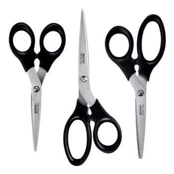 Leitz Conjunto de tesouras de aço inoxidável 165/185/200 mm, adulto, corte reto, conjunto, preto, aço inoxidável, aço inoxidável, tesoura de escritório