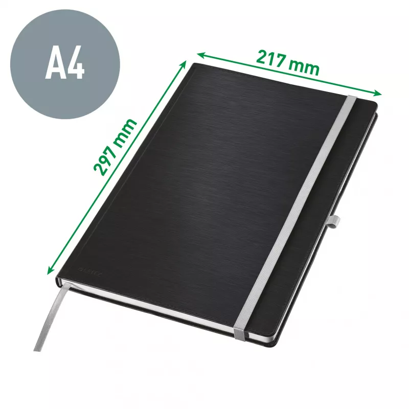 Leitz Style caderno A4 quadriculado com capa dura, monocromático, azul, A4, 80 folhas, 100 g/m², papel quadriculado