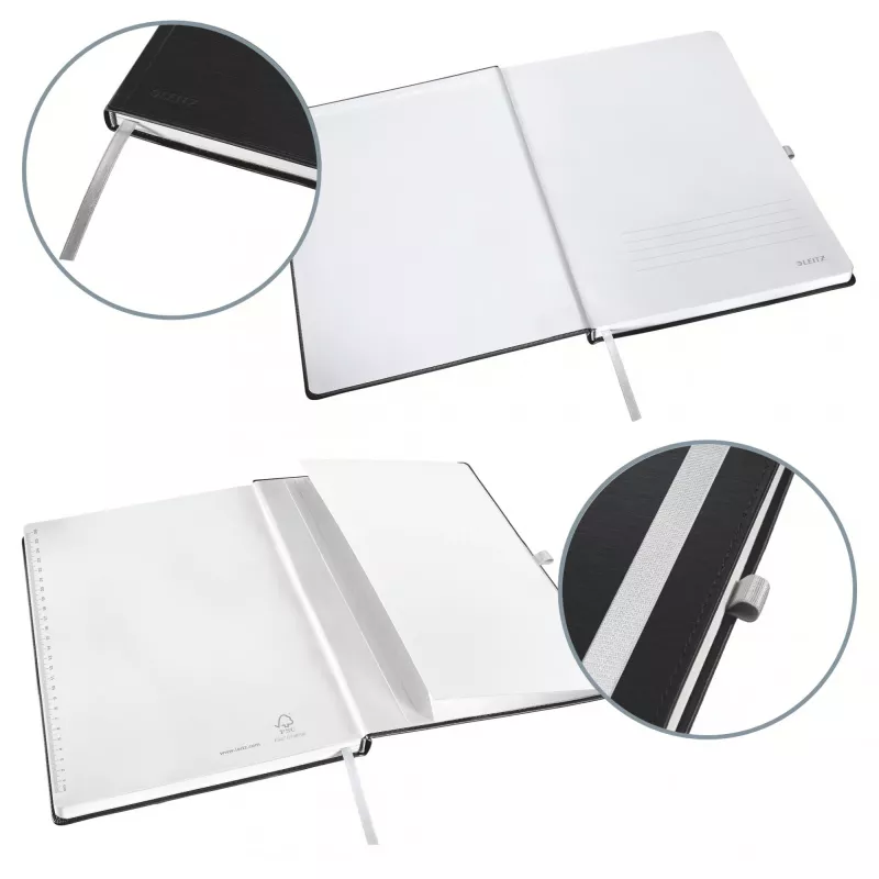 Leitz Style caderno A4 quadriculado com capa dura, monocromático, preto, A4, 80 folhas, 100 g/m², papel quadriculado