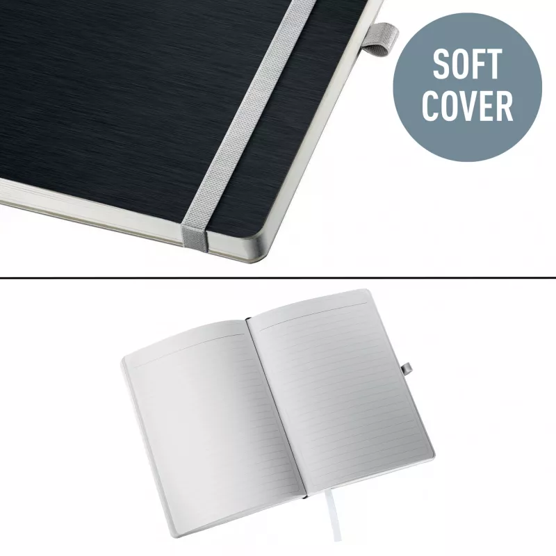 Leitz Style caderno A5 pautado com capa mole, monocromático, preto, A5, 80 folhas, 100 g/m², papel pautado