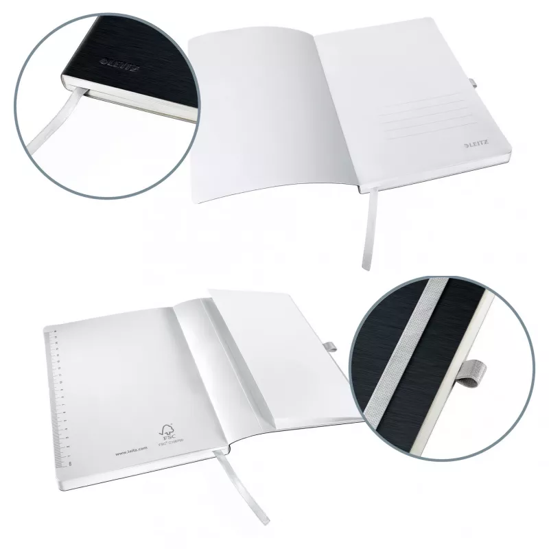 Leitz Style caderno A5 pautado com capa mole, monocromático, preto, A5, 80 folhas, 100 g/m², papel pautado