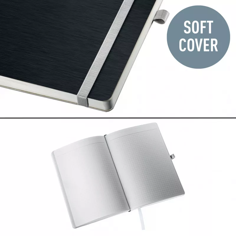 Leitz Style caderno A5 quadriculado com capa mole, monocromático, preto, A5, 80 folhas, 100 g/m², papel quadriculado