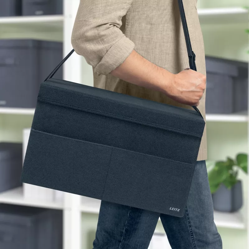 Leitz Fabric bolsa de trabalho Hot Desking com tampa, bolsa de arrumação, cinzento, retangular, tecido, monocromático, unissexo