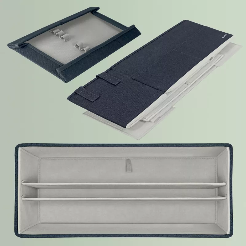 Leitz Fabric bolsa de trabalho Hot Desking com tampa, bolsa de arrumação, cinzento, retangular, tecido, monocromático, unissexo