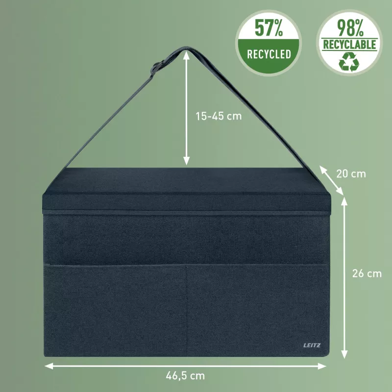 Leitz Fabric bolsa de trabalho Hot Desking com tampa, bolsa de arrumação, cinzento, retangular, tecido, monocromático, unissexo