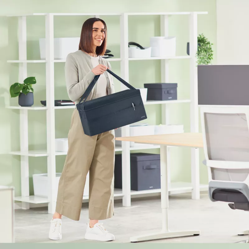 Leitz Fabric bolsa de trabalho Hot Desking com tampa, bolsa de arrumação, cinzento, retangular, tecido, monocromático, unissexo