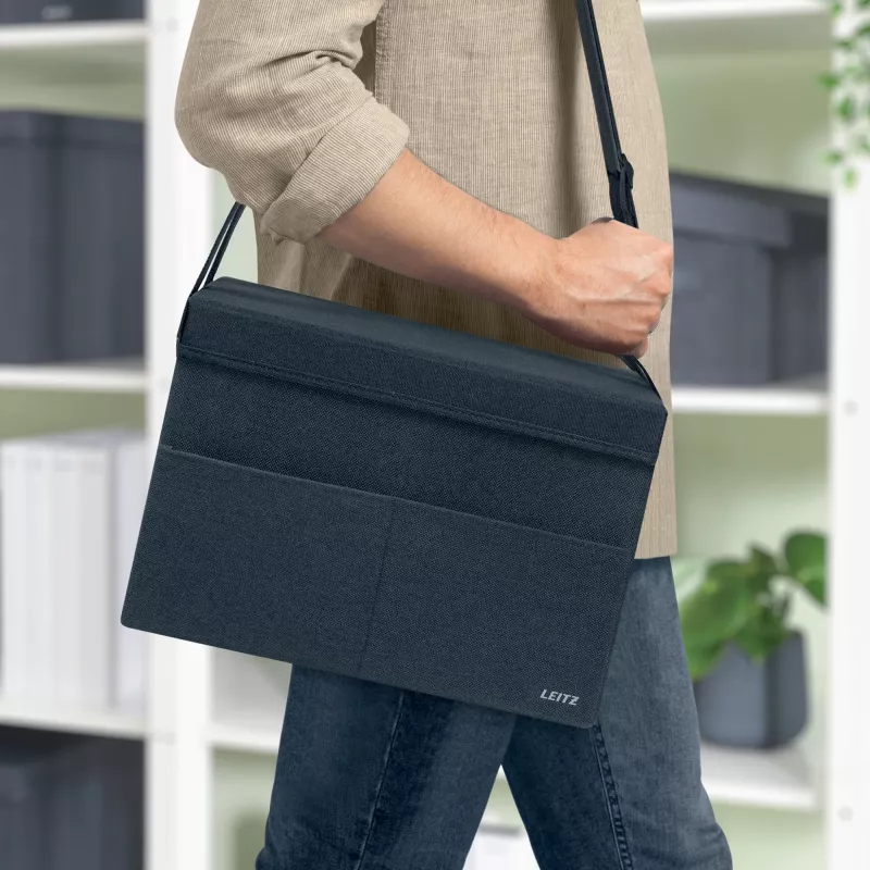 Leitz Fabric bolsa compacta de trabalho Hot Desking com tampa, bolsa de arrumação, cinzento, retangular, tecido, monocolor, adulto