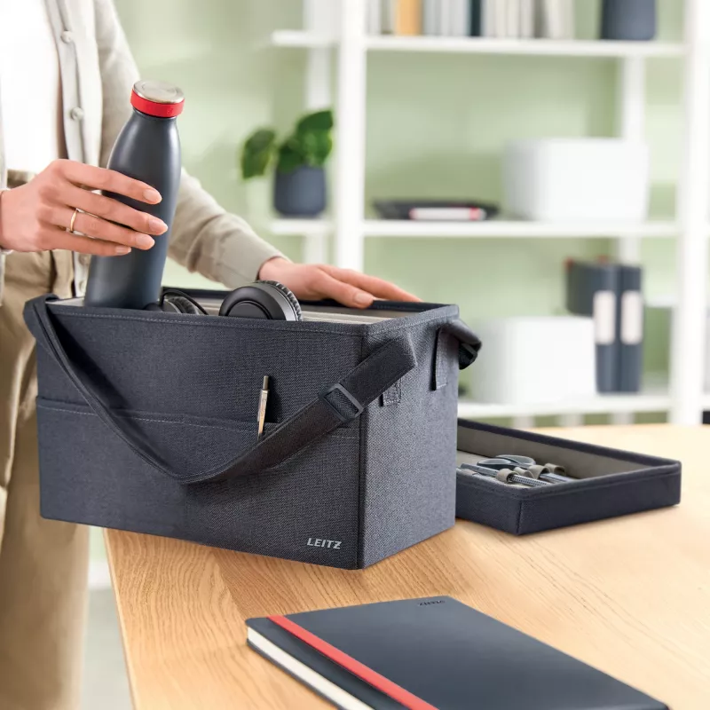 Leitz Fabric bolsa compacta de trabalho Hot Desking com tampa, bolsa de arrumação, cinzento, retangular, tecido, monocolor, adulto