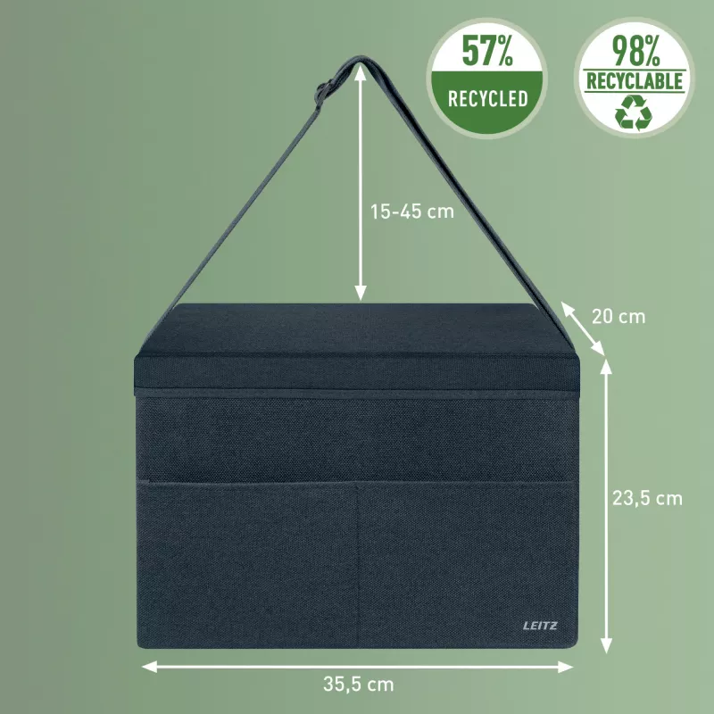 Leitz Fabric bolsa compacta de trabalho Hot Desking com tampa, bolsa de arrumação, cinzento, retangular, tecido, monocolor, adulto