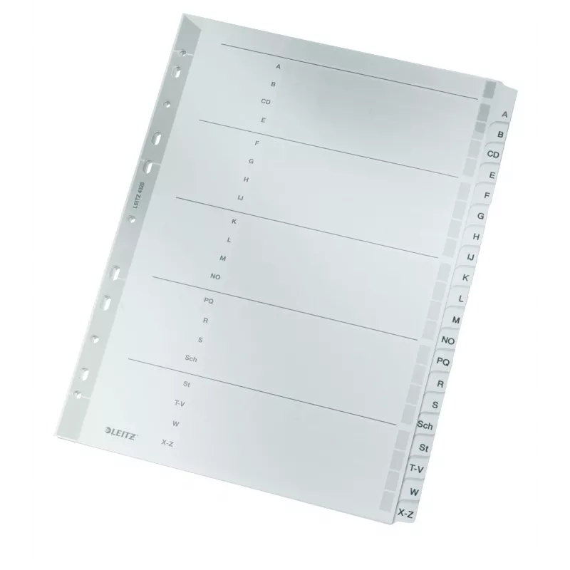 Leitz 43280000 Separador alfabético com abas cartão cinzento