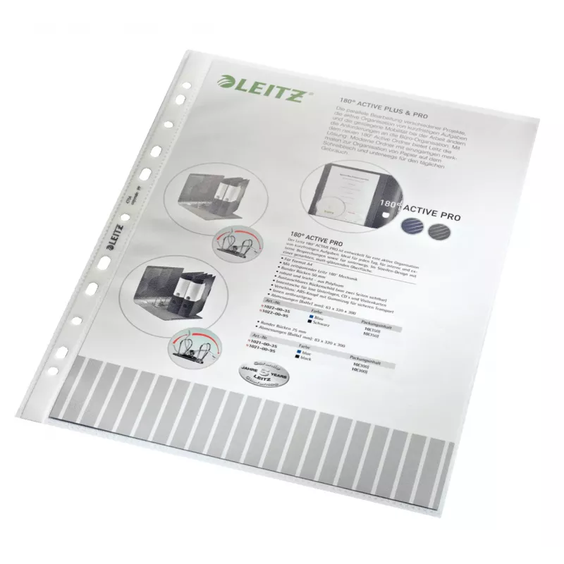 Leitz Capa transparente de alta qualidade, 210 x 297 mm (A4), transparente, polipropileno (PP), formato vertical, aberta em cima, 230 mm