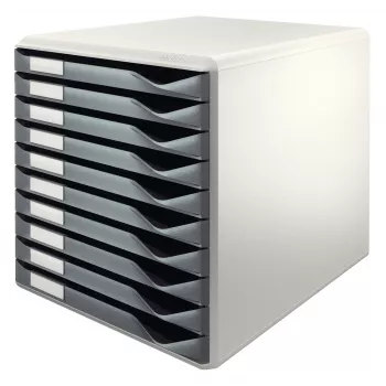 Leitz Conjunto de formulários, 10 gavetas, plástico, cinzento, 4,3 kg, 285 x 355 x 290 mm
