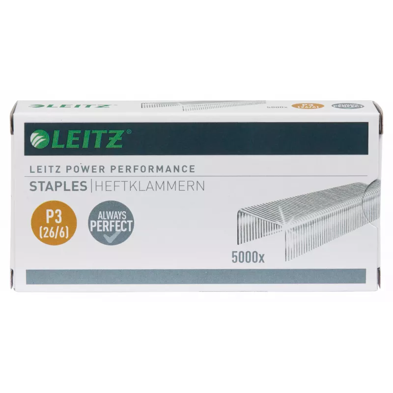 Leitz agrafos P3 26/6 caixa com 5000 unidades, embalagem de agrafos, 26/6, 6 mm, 210 agrafos, agrafar, 26/6