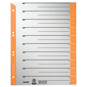 Leitz 16520045 índice com abas numérico cartão cinzento, laranja