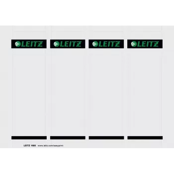 Leitz Etiqueta de lombada, imprimível em PC, para LAF 180°, 80 mm, saco/100, cinzento, dossiê, 25 folhas, cartão, 130 g/m², 5,6 cm