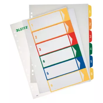 Leitz índice imprimível em PC, PP, extra largo, índice numérico com separadores, polipropileno (PP), azul, verde, laranja, vermelho, amarelo, 245 mm, 2 mm, 305 mm