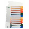 LEITZ separadores de plástico, números, A4 extra largo, 1-10, imprimível em PC, transparente com separadores coloridos, PP, 10 peças (1293-00-00)