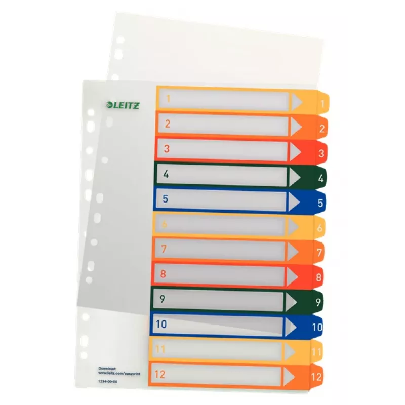 Esselte 12940000 índice com separadores índice numérico com separadores polipropileno (PP) colorido