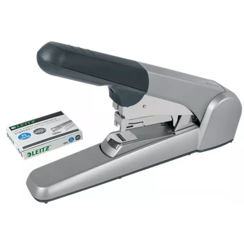 Leitz Agrafador Heavy Duty agrafagem plana, 60 folhas, cinzento, cinzento-claro, agrafagem standard, 25/10, 6 cm, 110 agrafos