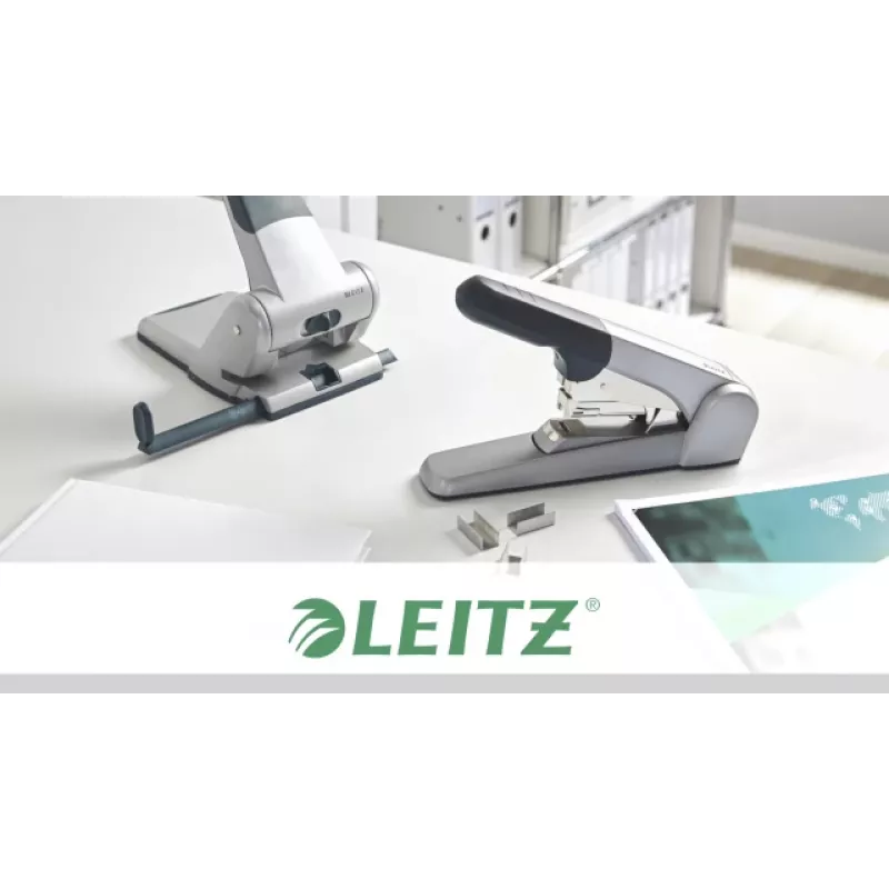 Leitz Agrafador Heavy Duty agrafagem plana, 60 folhas, cinzento, cinzento-claro, agrafagem standard, 25/10, 6 cm, 110 agrafos