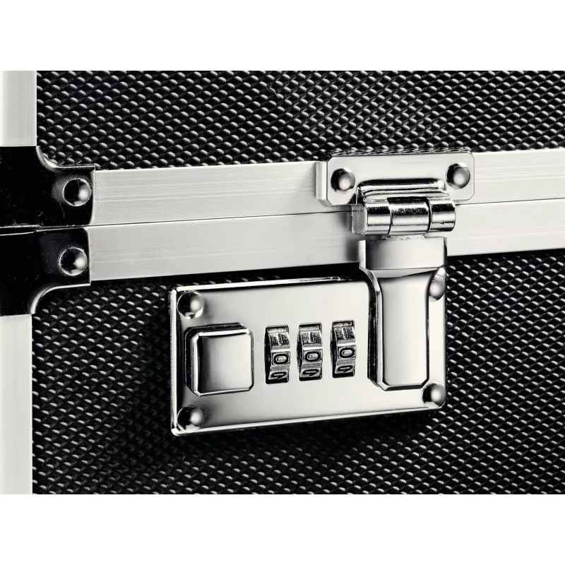 Leitz Pasta de arquivo móvel com fecho A4, preto, cromado, plástico, fecho de combinação, 15 L, 366 mm, 165 mm