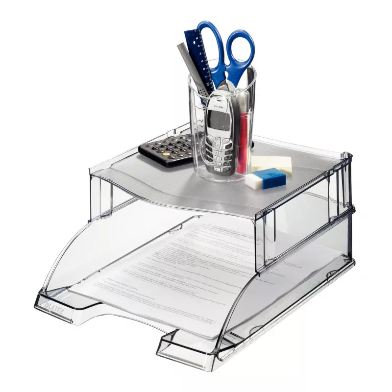 Leitz Elevador para cesta de correspondência Plus Universal, plástico, cinzento, transparente, 254 mm, 265 mm, 70 mm, 200 g