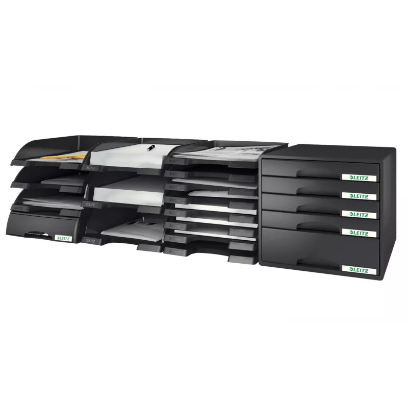 Leitz Cesta de correspondência Plus, plástico, preto, A4, 242 x 330 x 60 mm, 255 mm, 357 mm