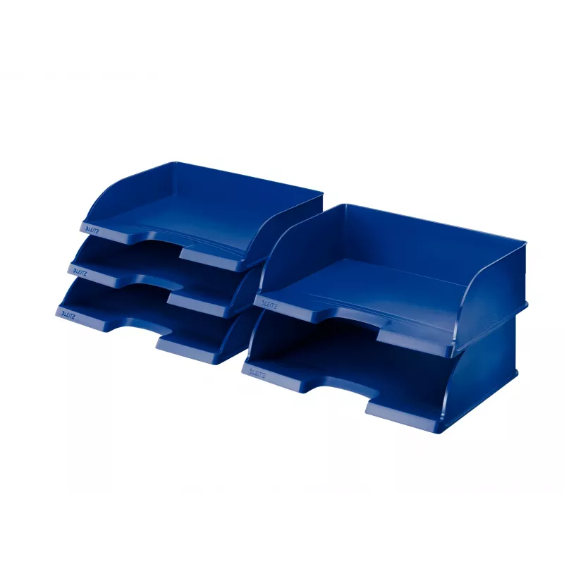 Leitz Bandeja de correspondência Plus Horizontal Jumbo, Plástico, Azul, A4, Carta, Nota, Papel, 350 x 245 x 97 mm, 363 x 273 x 103 mm