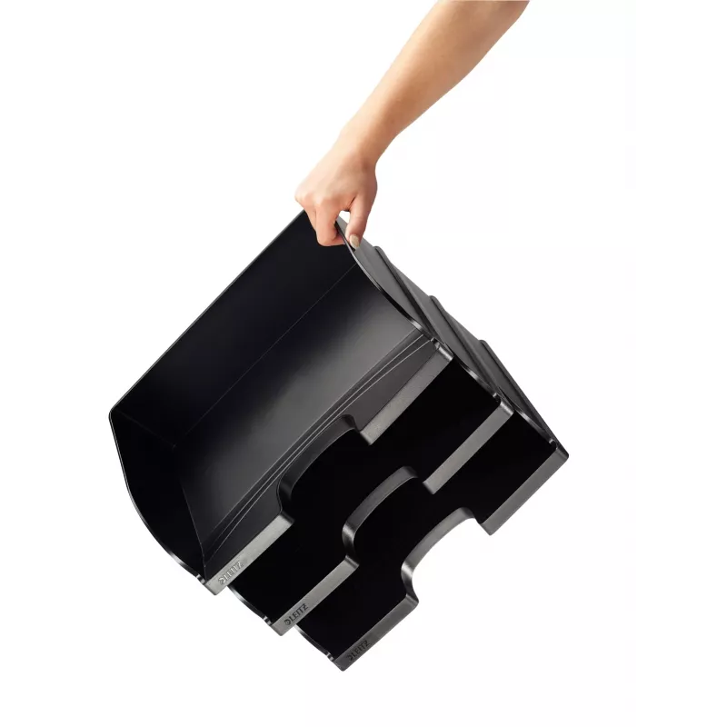 Leitz Bandeja de correspondência Plus Horizontal Jumbo, Plástico, Preto, Envelope, Carta, Nota, Papel, 350 x 103 x 273 mm, 363 x 273 x 103 mm, 400 g