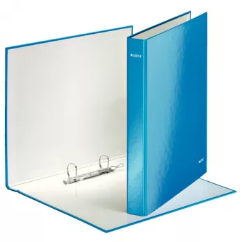 Leitz Ficheiro de anéis WOW laminado A4+ 2DR/25mm, A4, Cartão, Azul, Branco, 250 folhas, 80 g/m²