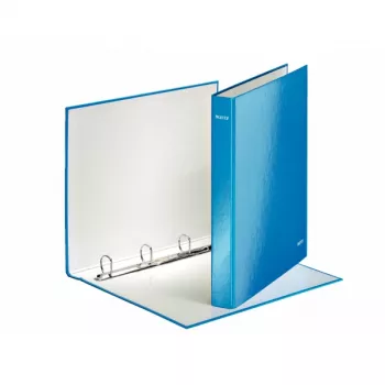 Leitz Ficheiro de anéis WOW laminado A4+ 4DR/25mm, A4, Cartão, Azul, 230 folhas, 80 g/m², 2,5 cm