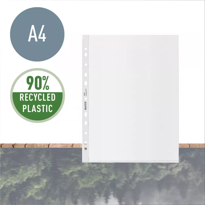 Leitz Bolsa Recycle A4, 210 x 297 mm (A4), Transparente, Polipropileno (PP), Vertical, 0,1 mm, 230 mm