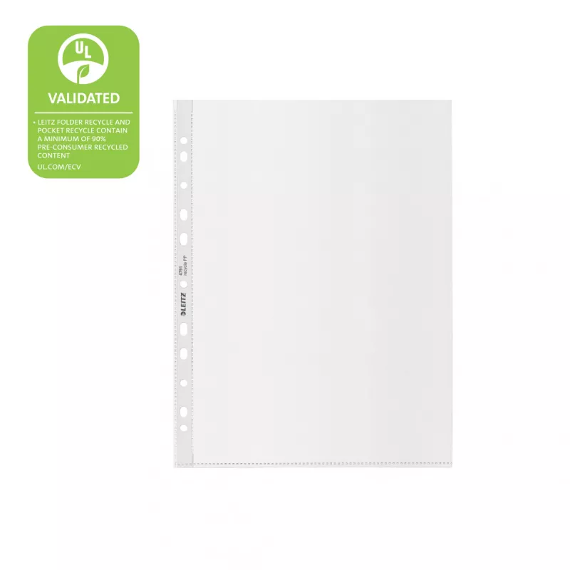 Leitz Bolsa Recycle A4, 210 x 297 mm (A4), Transparente, Polipropileno (PP), Vertical, 0,1 mm, 230 mm