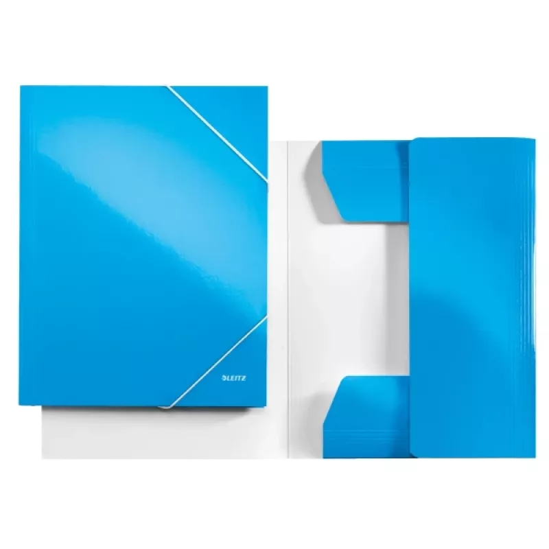 Leitz Pasta de 3 abas WOW Cartão/POB A4, A4, Polipropileno (PP), Azul, 250 folhas, 80 g/m², Papel