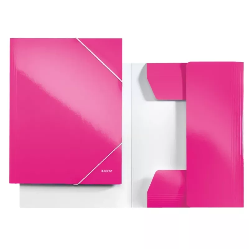 Leitz Pasta de 3 abas WOW Cartão/POB A4, A4, Polipropileno (PP), Rosa, 250 folhas, 80 g/m², Papel