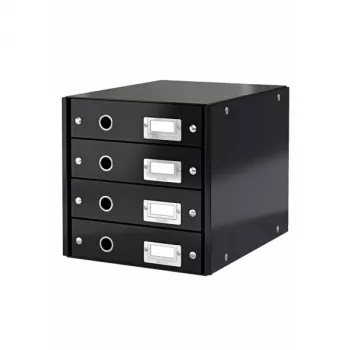 Leitz Click & Store WOW gaveteiro (4 gavetas), preto, cartão, 286 mm, 282 mm, 358 mm, 2,49 kg
