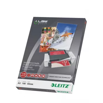 Leitz iLAM Ultra-Premium Glossy A3 películas de plastificação com UDT, 175 mícron, 100 unid.