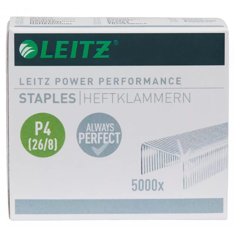 Leitz agrafos Power Performance P4 26/8 caixa com 5000 unid., pacote de agrafos, 26/8, 8 mm, 100 agrafos, fixação, 26/8
