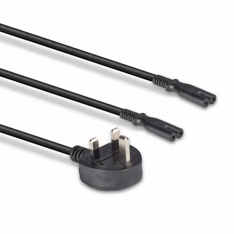 Lindy 2,5 m Cabo de extensão com ficha UK tipo G para 2x IEC C7, preto
