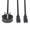 Lindy 2,5 m Cabo de extensão com ficha UK tipo G para 2x IEC C7, preto