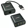 Lindy 60 m Extensor USB 2.0 Cat.6 de 4 portas, USB 2.0, RJ-45, USB 2.0, preto, metal, 52 mm, 60 mm