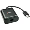 Lindy 60 m Extensor USB 2.0 Cat.6 de 4 portas, USB 2.0, RJ-45, USB 2.0, preto, metal, 52 mm, 60 mm