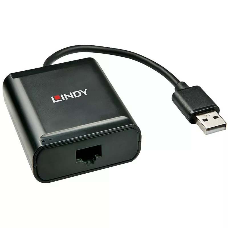 Lindy 60 m Extensor USB 2.0 Cat.6 de 4 portas, USB 2.0, RJ-45, USB 2.0, preto, metal, 52 mm, 60 mm