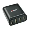 Lindy 60 m Extensor USB 2.0 Cat.6 de 4 portas, USB 2.0, RJ-45, USB 2.0, preto, metal, 52 mm, 60 mm