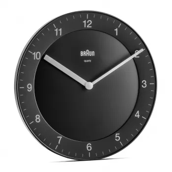 Braun BC 06 B Relógio de parede de quartzo analógico preto relógio de quartzo redondo preto