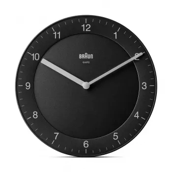 Braun BC 06 B Relógio de parede de quartzo analógico preto relógio de quartzo redondo preto