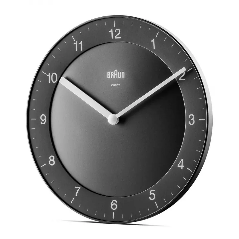 Braun BC 06 B Relógio de parede de quartzo analógico preto relógio de quartzo redondo preto