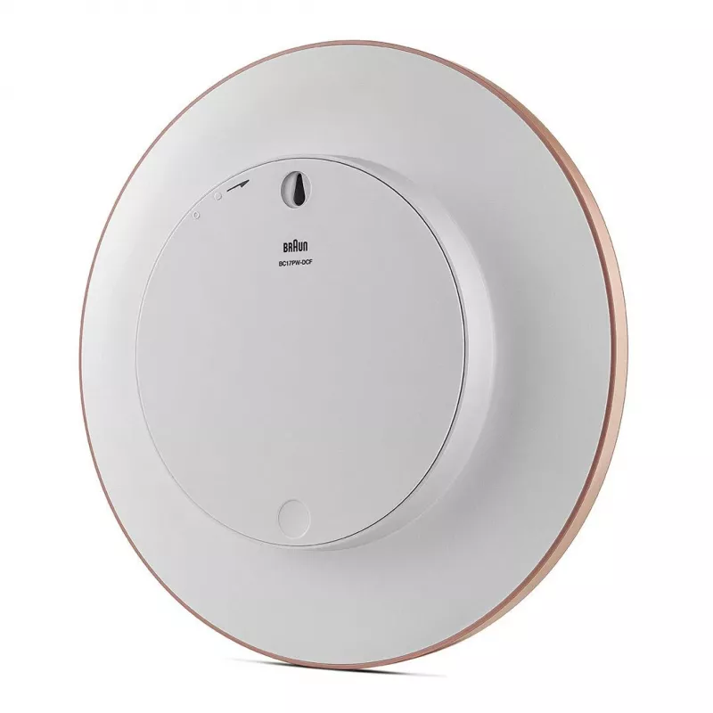 Relógio de parede BRAUN BC 17 PW DCF — relógio de rádio DCF analógico, rosa e branco