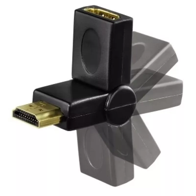 Hama Adaptador compacto ficha HDMI - conector fêmea HDMI, articulável, preto